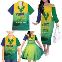 Vincy Mas 2025 Family Matching Off The Shoulder Long Sleeve Dress and Hawaiian Shirt Vincy Soca We Doh Party Normal - Wonder Print Shop