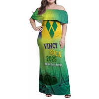 Vincy Mas 2025 Family Matching Off Shoulder Maxi Dress and Hawaiian Shirt Vincy Soca We Doh Party Normal - Wonder Print Shop
