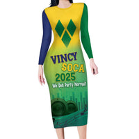 Vincy Mas 2025 Long Sleeve Bodycon Dress Vincy Soca We Doh Party Normal - Wonder Print Shop