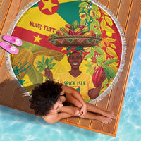 Personalized Grenada Spicemas 2025 Beach Blanket Spice Isle Nutmeg Cocoa Pod - Wonder Print Shop