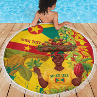 Personalized Grenada Spicemas 2025 Beach Blanket Spice Isle Nutmeg Cocoa Pod - Wonder Print Shop
