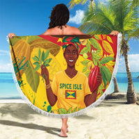 Personalized Grenada Spicemas 2025 Beach Blanket Spice Isle Nutmeg Cocoa Pod - Wonder Print Shop