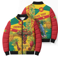 Personalized Grenada Spicemas 2025 Bomber Puffer Jacket Spice Isle Nutmeg Cocoa Pod - Wonder Print Shop
