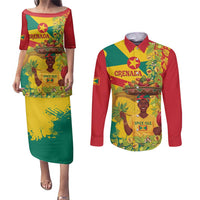 Personalized Grenada Spicemas 2025 Couples Matching Puletasi and Long Sleeve Button Shirt Spice Isle Nutmeg Cocoa Pod - Wonder Print Shop