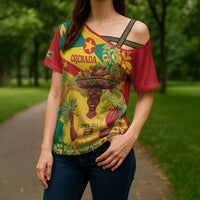 Personalized Grenada Spicemas 2025 Cross Shoulder Shirt Spice Isle Nutmeg Cocoa Pod - Wonder Print Shop