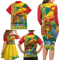 Personalized Grenada Spicemas 2025 Family Matching Long Sleeve Bodycon Dress and Hawaiian Shirt Spice Isle Nutmeg Cocoa Pod - Wonder Print Shop