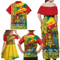 Personalized Grenada Spicemas 2025 Family Matching Off Shoulder Maxi Dress and Hawaiian Shirt Spice Isle Nutmeg Cocoa Pod - Wonder Print Shop