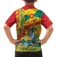 Personalized Grenada Spicemas 2025 Family Matching Off Shoulder Short Dress and Hawaiian Shirt Spice Isle Nutmeg Cocoa Pod - Wonder Print Shop