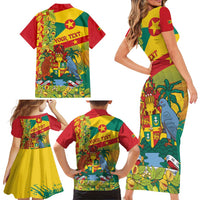 Personalized Grenada Spicemas 2025 Family Matching Short Sleeve Bodycon Dress and Hawaiian Shirt Spice Isle Nutmeg Cocoa Pod - Wonder Print Shop