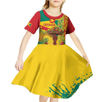 Personalized Grenada Spicemas 2025 Kid Short Sleeve Dress Spice Isle Nutmeg Cocoa Pod - Wonder Print Shop