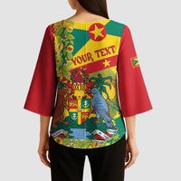Personalized Grenada Spicemas 2025 Kimono Sleeve Blouse Spice Isle Nutmeg Cocoa Pod - Wonder Print Shop