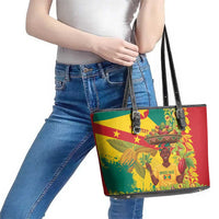 Personalized Grenada Spicemas 2025 Leather Tote Bag Spice Isle Nutmeg Cocoa Pod - Wonder Print Shop