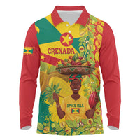 Personalized Grenada Spicemas 2025 Long Sleeve Polo Shirt Spice Isle Nutmeg Cocoa Pod - Wonder Print Shop