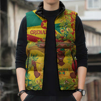 Personalized Grenada Spicemas 2025 Sleeveless Puffer Jacket Spice Isle Nutmeg Cocoa Pod - Wonder Print Shop