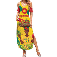 Personalized Grenada Spicemas 2025 Summer Maxi Dress Spice Isle Nutmeg Cocoa Pod - Wonder Print Shop