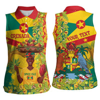 Personalized Grenada Spicemas 2025 Women Sleeveless Polo Shirt Spice Isle Nutmeg Cocoa Pod - Wonder Print Shop