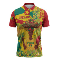 Personalized Grenada Spicemas 2025 Zipper Polo Shirt Spice Isle Nutmeg Cocoa Pod - Wonder Print Shop