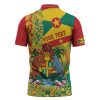 Personalized Grenada Spicemas 2025 Zipper Polo Shirt Spice Isle Nutmeg Cocoa Pod - Wonder Print Shop