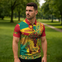 Personalized Grenada Spicemas 2025 Zipper Polo Shirt Spice Isle Nutmeg Cocoa Pod - Wonder Print Shop