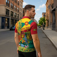 Personalized Grenada Spicemas 2025 Zipper Polo Shirt Spice Isle Nutmeg Cocoa Pod - Wonder Print Shop