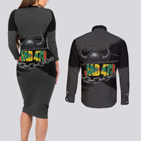 Grenada Jab Jab 473 Couples Matching Long Sleeve Bodycon Dress and Long Sleeve Button Shirt Spicemas Festival Chain Grunge Style - Wonder Print Shop