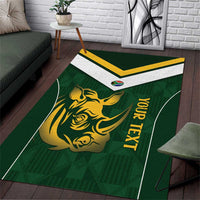 South Africa Rugby Custom Area Rug Springboks Kente Rhino Symbol - Wonder Print Shop