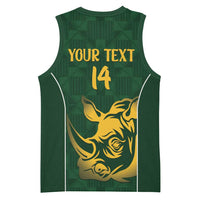 South Africa Rugby Custom Basketball Jersey Springboks Kente Rhino Symbol - Wonder Print Shop