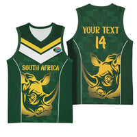 South Africa Rugby Custom Basketball Jersey Springboks Kente Rhino Symbol - Wonder Print Shop