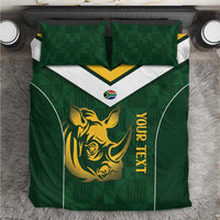 South Africa Rugby Custom Bedding Set Springboks Kente Rhino Symbol - Wonder Print Shop