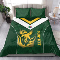South Africa Rugby Custom Bedding Set Springboks Kente Rhino Symbol - Wonder Print Shop