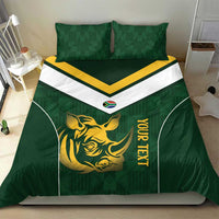 South Africa Rugby Custom Bedding Set Springboks Kente Rhino Symbol - Wonder Print Shop