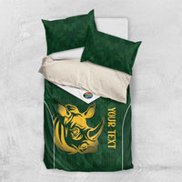 South Africa Rugby Custom Bedding Set Springboks Kente Rhino Symbol - Wonder Print Shop