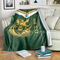 South Africa Rugby Custom Blanket Springboks Kente Rhino Symbol - Wonder Print Shop