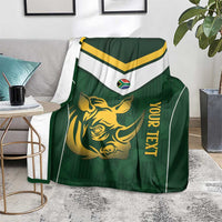 South Africa Rugby Custom Blanket Springboks Kente Rhino Symbol - Wonder Print Shop