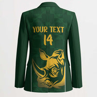 South Africa Rugby Custom Blazer Springboks Kente Rhino Symbol - Wonder Print Shop