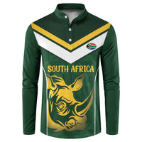 South Africa Rugby Custom Button Sweatshirt Springboks Kente Rhino Symbol - Wonder Print Shop