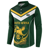 South Africa Rugby Custom Button Sweatshirt Springboks Kente Rhino Symbol - Wonder Print Shop
