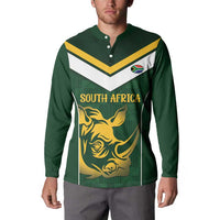 South Africa Rugby Custom Button Sweatshirt Springboks Kente Rhino Symbol - Wonder Print Shop