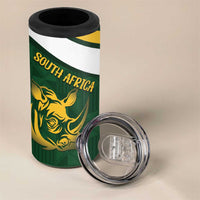 South Africa Rugby Custom 4 in 1 Can Cooler Tumbler Springboks Kente Rhino Symbol - Wonder Print Shop