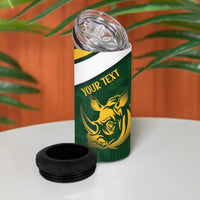 South Africa Rugby Custom 4 in 1 Can Cooler Tumbler Springboks Kente Rhino Symbol - Wonder Print Shop