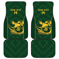 South Africa Rugby Custom Car Mats Springboks Kente Rhino Symbol - Wonder Print Shop