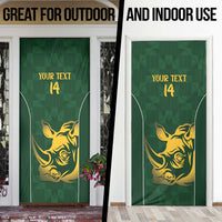 South Africa Rugby Custom Door Cover Springboks Kente Rhino Symbol - Wonder Print Shop