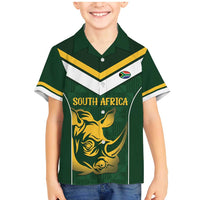 South Africa Rugby Custom Family Matching Mermaid Dress and Hawaiian Shirt Springboks Kente Rhino Symbol - Wonder Print Shop