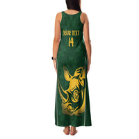 South Africa Rugby Custom Family Matching Tank Maxi Dress and Hawaiian Shirt Springboks Kente Rhino Symbol - Wonder Print Shop