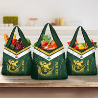 South Africa Rugby Custom Grocery Bag Springboks Kente Rhino Symbol - Wonder Print Shop