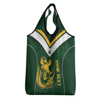 South Africa Rugby Custom Grocery Bag Springboks Kente Rhino Symbol - Wonder Print Shop