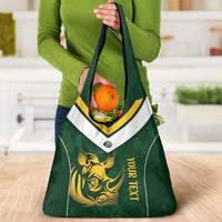 South Africa Rugby Custom Grocery Bag Springboks Kente Rhino Symbol - Wonder Print Shop