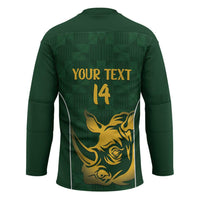 South Africa Rugby Custom Hockey Jersey Springboks Kente Rhino Symbol - Wonder Print Shop