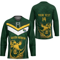 South Africa Rugby Custom Hockey Jersey Springboks Kente Rhino Symbol - Wonder Print Shop