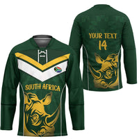 South Africa Rugby Custom Hockey Jersey Springboks Kente Rhino Symbol - Wonder Print Shop